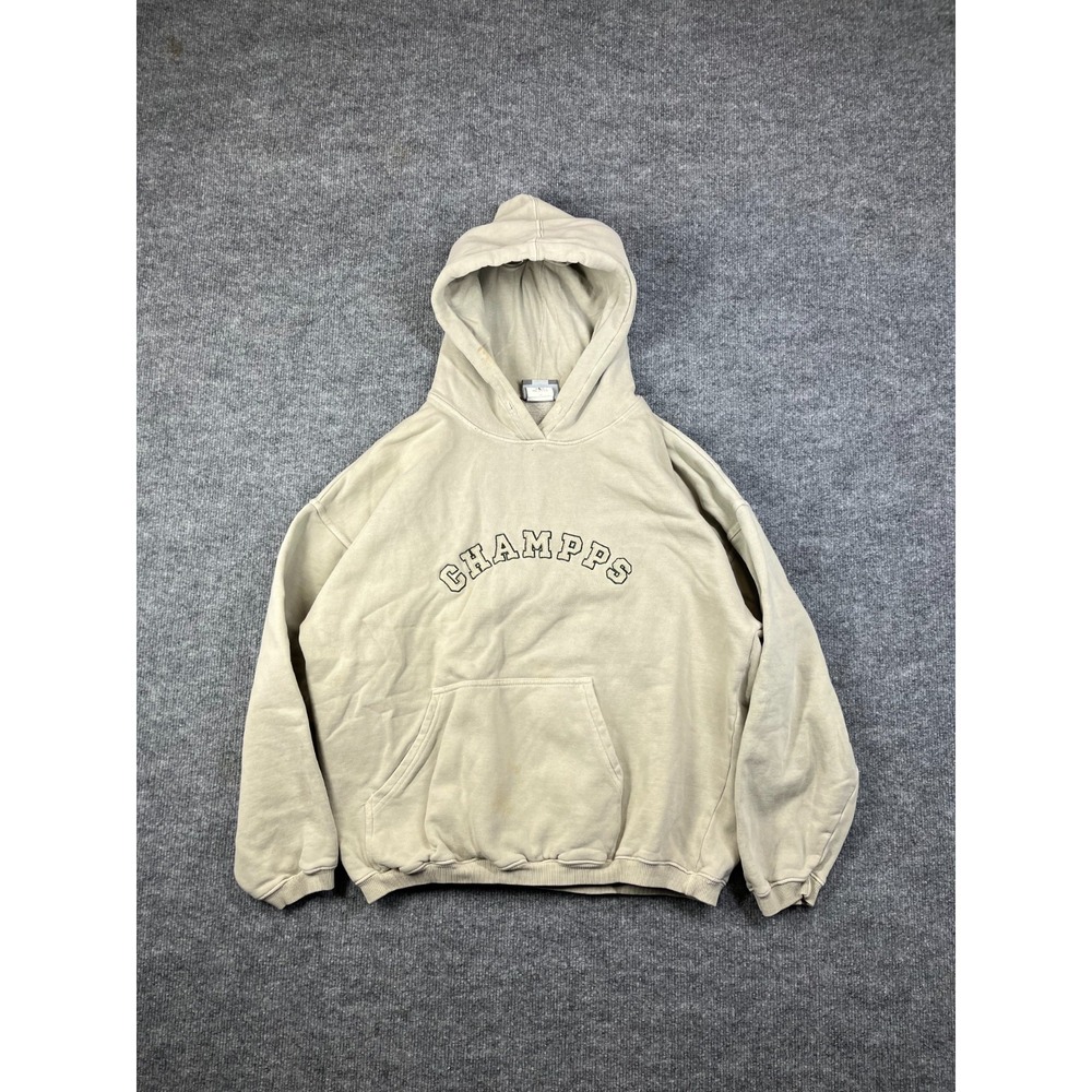 J. America Hoodie Womens Medium Beige Cotton Fleece Lined Drop Shoulder Champps